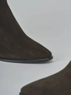 Clearance Stivaletti tacco 5cm camoscio testa Donna Stivaletti Tacco Alto