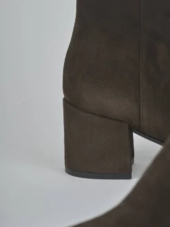 Clearance Stivaletti tacco 5cm camoscio testa Donna Stivaletti Tacco Alto