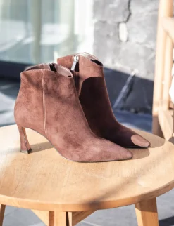 Outlet Stivaletti tacco 8cm camoscio testa Donna Stivaletti Tacco Alto