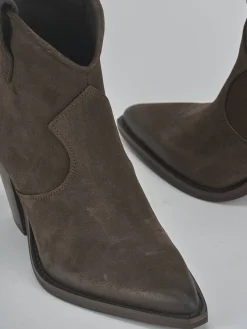 Discount Stivaletti tacco 8cm camoscio testa Donna Stivaletti Tacco Alto