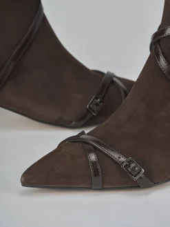 Stivaletti tacco 5cm camoscio testa Donna Stivaletti Tacco Alto