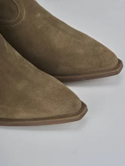 Stivaletti tacco 5cm camoscio Donna Stivaletti Tacco Alto