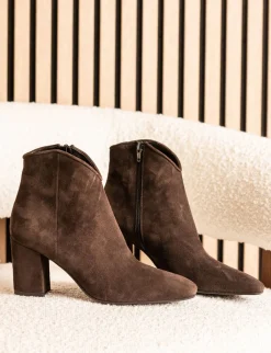 Hot Stivaletti tacco 7cm camoscio testa Donna Stivaletti Tacco Alto