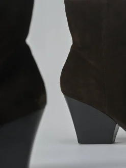 Sale Stivaletti tacco 8cm camoscio testa Donna Stivaletti Tacco Alto