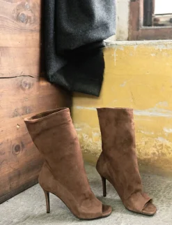 Clearance Stivaletti tacco 9cm camoscio Donna Stivaletti Tacco Alto