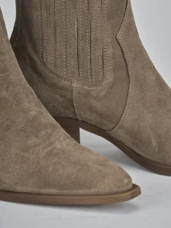 Sale Stivaletti tacco 5cm camoscio Donna Stivaletti Tacco Alto