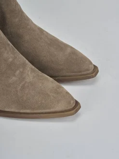 Sale Stivaletti tacco 5cm camoscio Donna Stivaletti Tacco Alto