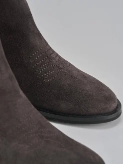 Clearance Stivaletti tacco 3cm camoscio testa Donna Stivaletti Tacco Basso