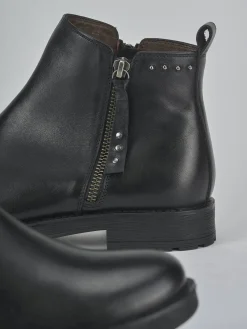 Stivaletti tacco 1cm pelle Donna Stivaletti Tacco Basso