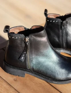 Stivaletti tacco 1cm pelle Donna Stivaletti Tacco Basso