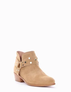 stivaletto stile texano tacco 3 cm cuoio Donna Texani