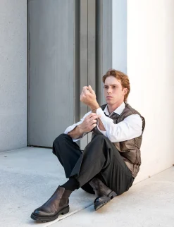 Hot Stivaletto tacco 2 cm testa pelle Uomo Stivaletti