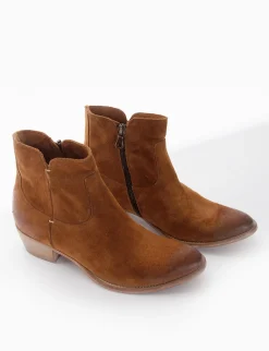 Outlet stivaletto texano tacco 4 cm cuoio Donna Texani