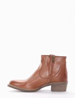 stivaletto texano tacco 3 cm cuoio Donna Texani