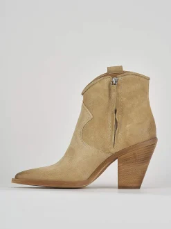 Clearance Stivaletto texano tacco 7 cm camoscio Donna Texani