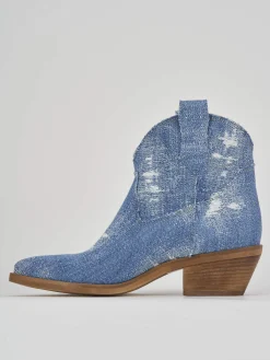 Clearance Stivaletto texano tacco 5 cm tessuto Donna Texani