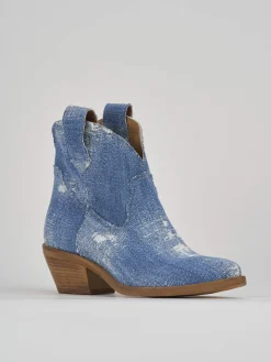 Clearance Stivaletto texano tacco 5 cm tessuto Donna Texani