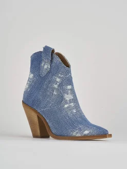 New Stivaletto texano tacco 7 cm tessuto Donna Texani