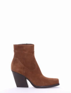 Discount stivaletto texano tacco 7 cm cuoio Donna Texani