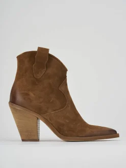 Outlet Stivaletto texano tacco 7 cm camoscio Donna Texani