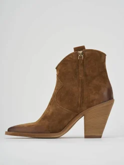 Outlet Stivaletto texano tacco 7 cm camoscio Donna Texani