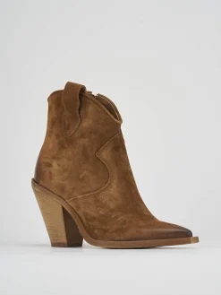 Outlet Stivaletto texano tacco 7 cm camoscio Donna Texani