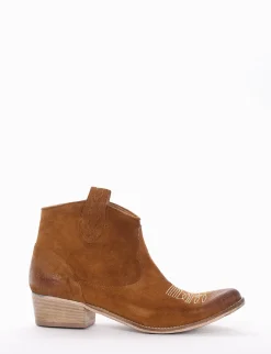 Sale stivaletto texano tacco 4 cm cuoio Donna Texani