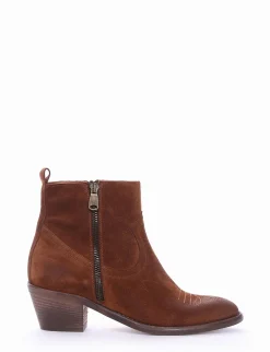 Discount Stivaletto texano tacco 5cm cuoio Donna Texani