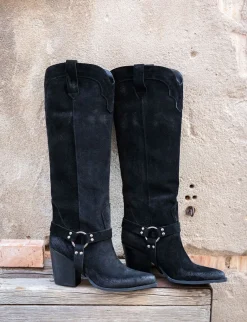 Clearance Stivali tacco 7cm camoscio Donna Stivali Tacco Alto