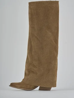 Discount Stivali tacco 4cm camoscio Donna Stivali Tacco Basso