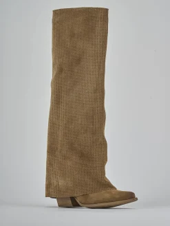 Discount Stivali tacco 4cm camoscio Donna Stivali Tacco Basso