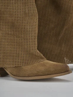 Discount Stivali tacco 4cm camoscio Donna Stivali Tacco Basso