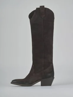 Discount Stivali tacco 4cm camoscio testa Donna Stivali Tacco Basso