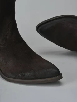 Discount Stivali tacco 4cm camoscio testa Donna Stivali Tacco Basso