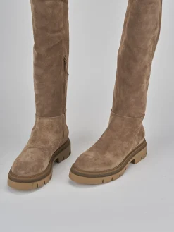 Stivali tacco 2cm camoscio Donna Stivali Tacco Basso