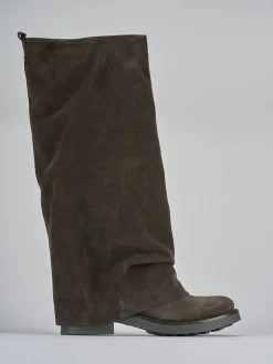 Online Stivali tacco 3cm camoscio testa Donna Stivali Tacco Basso