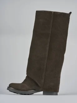 Online Stivali tacco 3cm camoscio testa Donna Stivali Tacco Basso