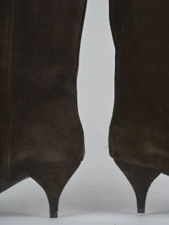 Clearance Stivali tacco 5cm camoscio testa Donna Stivali Tacco Alto