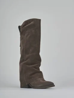 Outlet Stivali tacco 4cm camoscio testa Donna Stivali Tacco Basso