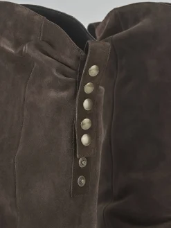 Outlet Stivali tacco 4cm camoscio testa Donna Stivali Tacco Basso