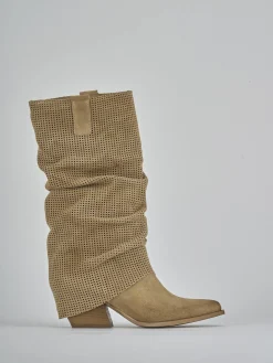 Sale Stivali tacco 7cm camoscio Donna Stivali Tacco Alto