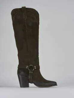 Stivali tacco 7cm camoscio testa Donna Stivali Tacco Alto