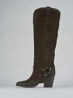 Stivali tacco 7cm camoscio testa Donna Stivali Tacco Alto