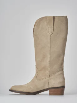 Online Stivali tacco 3cm camoscio Donna Stivali Tacco Basso