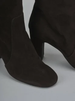 Sale Stivali tacco 8cm camoscio testa Donna Stivali Tacco Alto