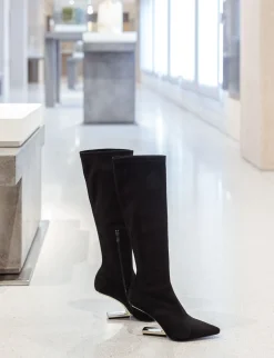 Online Stivali tacco 7cm camoscio Donna Stivali Tacco Alto