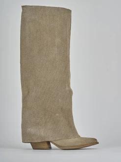 Hot Stivali tacco 4cm camoscio Donna Stivali Tacco Basso