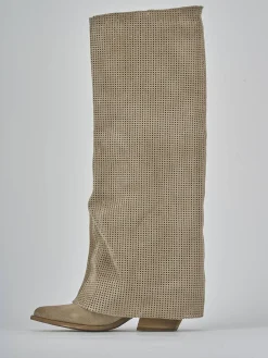 Hot Stivali tacco 4cm camoscio Donna Stivali Tacco Basso