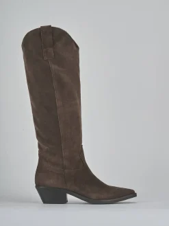 Sale Stivali tacco 4cm camoscio testa Donna Stivali Tacco Basso