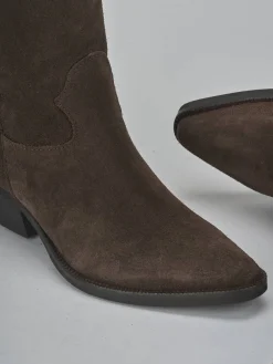 Sale Stivali tacco 4cm camoscio testa Donna Stivali Tacco Basso